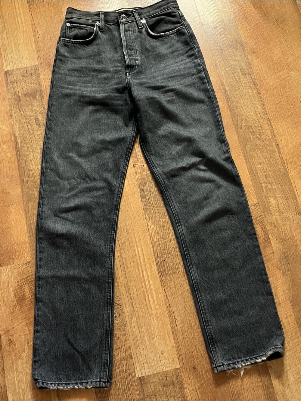 AGOLDE 90’s Pinch Waist Jeans button fly 100% Organic Cotton Charcoal size 25